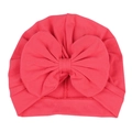 Soft cotton red infant turban hat featuring a large oversized bow and polished finish - Watermelon red