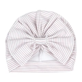 Bonnet turban pour bébé à rayures roses et blanches orné d'un grand nœud décoratif - Rayé