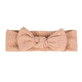 Diadema elástica para bebé rosa nude con un elegante lazo de punto suave y cómodo - Café claro