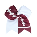 Λεπτομέρεια από μπορντό και λευκό φιόγκο cheerleading με σχέδιο ραφής ποδοσφαίρου - Μπορντό