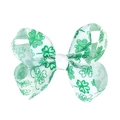 Macro shot of clover patterns on a 3-inch ribbed bow clip for St. Patrick's Day - 1# Shamrock Pattern