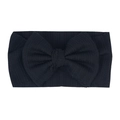 Elastic baby headband with oversized bow in black ribbed knit fabric for newborns - Black (Ribbed)