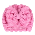 Cappello a turbante rosa per neonato con fiocco grande e tessuto a bolle elastico - Rosa Rossa