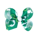 Detail of 3-inch shamrock pattern grosgrain ribbon bow clip for St. Patrick's Day - 3# Shamrock Pattern