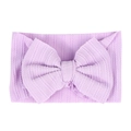 Elastic lilac knit baby headband with a large decorative bow for infants - Purple (Ribbed)