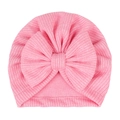 Gorro turbante rosa para bebé de punto suave con un gran lazo decorativo en el frente - Rosa Oscuro