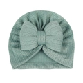 Newborn baby turban hat in mint green with large bow and textured knit pattern - Green (Large Bow)