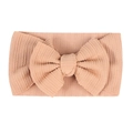 Elastic ribbed knit baby headband with large bow detail in soft nude pink color - Light Coffee (Ribbed)