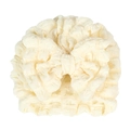Creamy white baby turban hat with oversized bow and textured bubble fabric finish - Off White