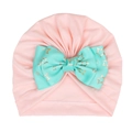 Gorro turbante rosa para bebé con lazo acanalado verde menta y patrones de estrellas - Verde Brote de Menta (Patrón de Estrellas)