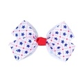 Detail of red white and blue bow hair clip with navy star print on grosgrain fabric - White With Blue Stars And Red Grid Style (1#)