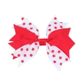 Dettaglio del fiocco per capelli a strati rosso e bianco con stelle per il Giorno dell'Indipendenza - Stile Stampa Stelle Rosso Bianco 5 (5#)