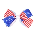 Close-up of patriotic American flag ribbon bow hair clip with red white and blue stars - Classic Stars And Stripes Style (4#)