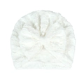 Turbante bianco per neonato con grande fiocco e pizzo plissettato per bambina - Bianco