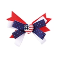 Girls USA Independence Day hair clip with red white and blue layered bow and heart - Red Style with Flag Heart Accent (4#)