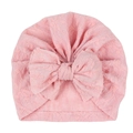 Atmungsaktive Spitzen-Babymütze mit großer Schleife in Hellrosa für Kleinkinder - Bohnenpastenrosa (Spitzen-Jacquard)