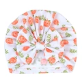Detail of floral infant turban hat featuring large bow and soft cotton rose print - White Orange Rose (2#)