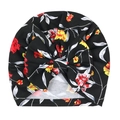 Close-up of baby turban hat featuring a large bow and vibrant tropical floral pattern - Black Tropical Floral (4#)