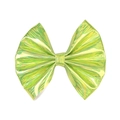 Close-up of holographic green leather bow hair clip with textured metallic finish - Green