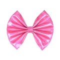 Bright pink bow hair clip for girls with a shiny brushed texture on white background - Rose Red