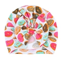 Baby Turban Mütze mit großer Schleife und buntem Donut-Print für Kleinkinder - Donuts (12#)
