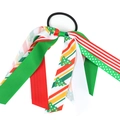 Détail d'élastique de Noël avec rubans Père Noël et motifs rayés festifs colorés - Sapin de Noël Vert Rayures (2#)