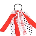 Détail de l'élastique de Noël multicouche avec motifs Père Noël et pois élégants - Pois Rouge Père Noël (6#)