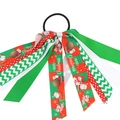 Détails du chouchou ruban de Noël avec motifs de Père Noël et texte Merry Christmas - Pois Rouge Vert Renne Texte (8#)