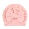 Turbante in maglia rosa per neonati con grande fiocco e morbida trama a coste elasticizzata - Rosa