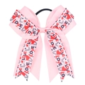Pink layered bow hair tie with red heart print and LOVE lettering for girls - Pink Heart Letter (6#)