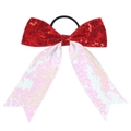 Sparkly red and pink sequin bow hair tie with streamers for girls hair accessories - Red White