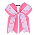 Detail of pink and blue oversized bow hair tie with heart and wing ribbon patterns - Pink Blue Wing Heart (8#)