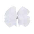 Dettaglio fiocco bianco multistrato in organza e gros-grain con centro a pois neri - Bianco