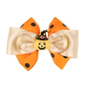Détail d'une pince à cheveux Halloween avec ruban orange à pois et chapeau de sorcière - Citrouille d'Halloween (5#)