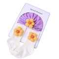 Ensemble bébé avec bonnet violet et chaussettes blanches à fleurs en velours - Ensemble de Bijoux Violet