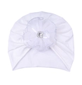 Turban blanc pour bébé avec grande fleur en résille et décor de strass carré - Blanc