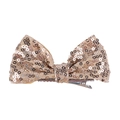 Detail of 4-inch glitter hair clip showing gold and silver sequins on metal duckbill clip - Champagne Gold