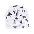 Turbant bébé blanc avec imprimé papillons noirs et grand nœud en tissu gaufré doux - Blanc