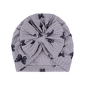 Bonnet turban gris pour bébé en maille gaufrée avec motif papillon et grand nœud - Gris