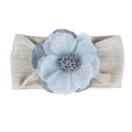 Bandeau élastique pour bébé avec bande en tricot crème et fleur en maille bleu clair - Light Blue Layered Silk Flower Style (A9)