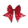 Sparkly red glitter bow hair clip with metallic sequins for girls party headwear - Red