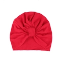 Cappellino a turbante rosso per neonato in cotone morbido con nodo frontale protettivo - Taglia unica / Rosso