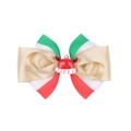 Christmas bow hair clip with Santa hat and reindeer antlers on a white background - Striped Color Patchwork Christmas Hat Style (A2)