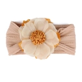 Bandeau élastique pour bébé en maille beige avec décoration de fleur en mousseline 3D - Beige 3D Simulation Flower Style (A10)