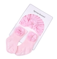 Pink newborn baby girl gift set featuring a flower bonnet and matching soft socks - Pink Gem Flower (MZTZ013)