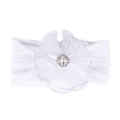 Bandeau bébé blanc doux avec une grande fleur en mousseline et un cristal brillant - White Layered Chiffon Flower Style (A11)