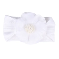 Bandeau élastique pour bébé avec grande fleur en maille jacquard blanche et bande souple - Pure White 3D Flower Style (12)