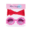 Ensemble bandeau à nœud rouge et lunettes de soleil marguerite rose pour tout-petits - Rouge