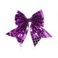 Barrette à nœud violet à paillettes pour filles, accessoire festif et coiffure de pom-pom girl - Violet