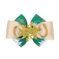 Barrette de Noël mini avec ruban vert Merry et flocon de neige doré scintillant - Style Flocon Pailleté Imprimé Merry (A5)